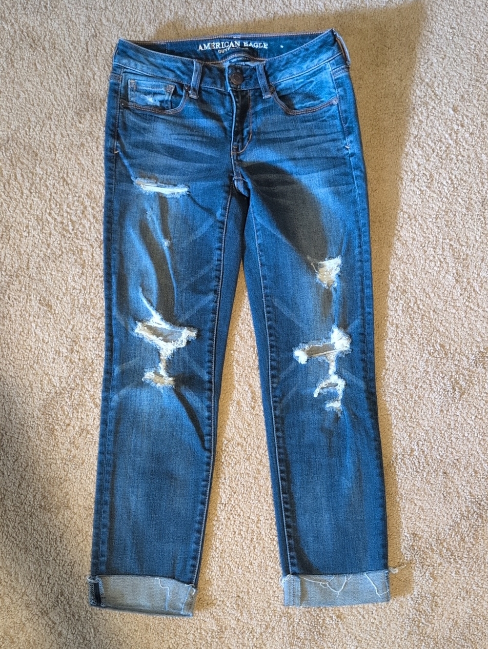 American Eagle Outfitters Distressed Blue Boyfriend Jeans